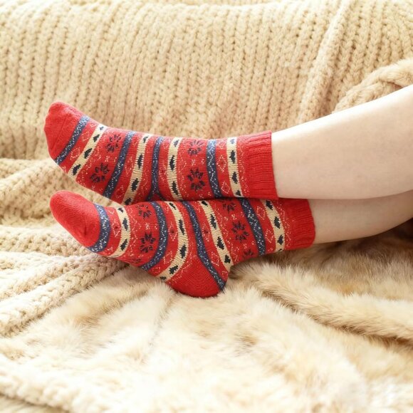 Wool Socks for Women, Cozy Thermal Fall Winter Hiking Alpaca Warm Think Knit Com - Picture 3 of 7